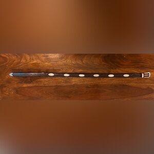 Elegant Brown Leather Belt with Silver Accents